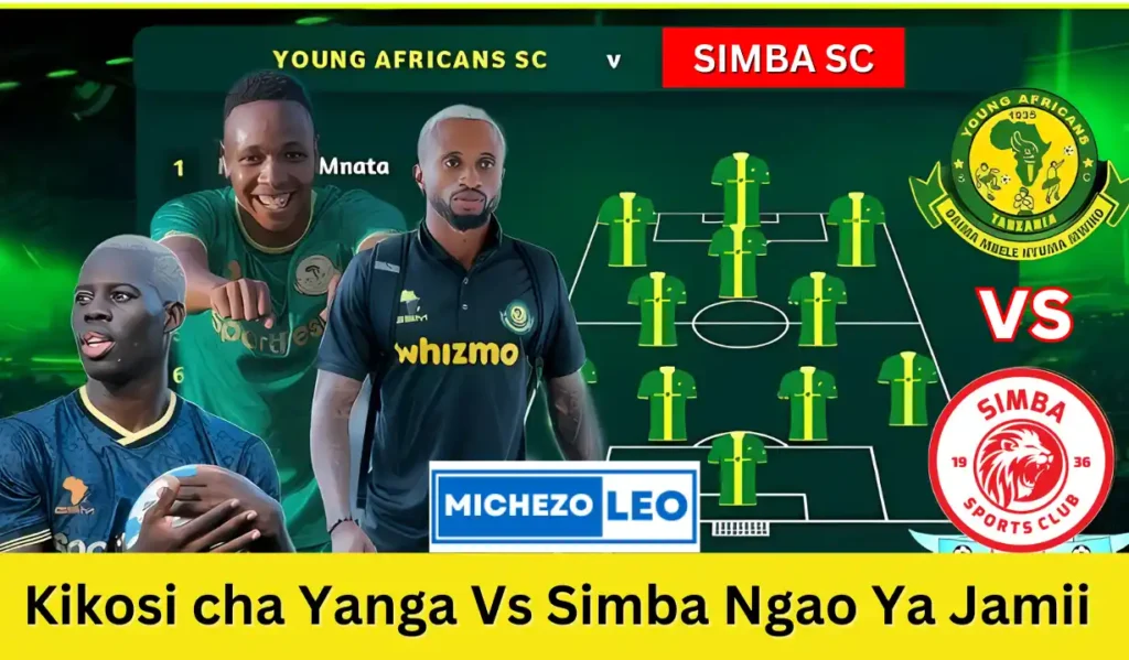 Kikosi cha Yanga Vs Simba Leo Ngao Ya Jamii