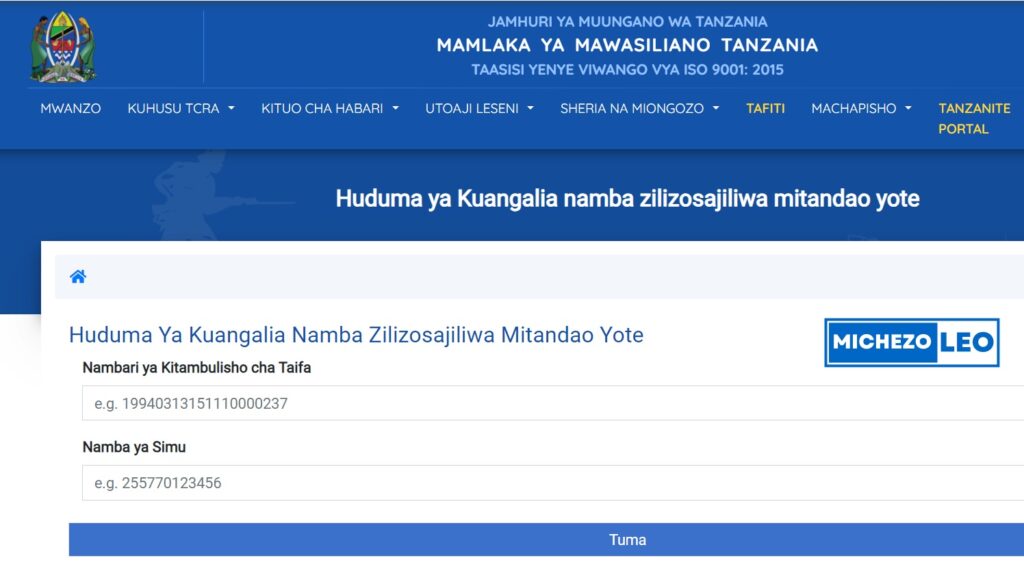 Kuangalia namba zilizosajiliwa mitandao yote