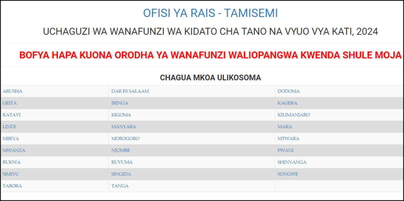 Majina ya Waliochaguliwa Kujiunga Na Vyuo Vya Kati 2024