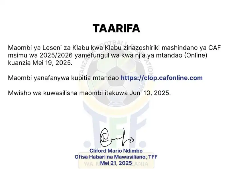 CAF Yaanza Kupokea Maombi ya Leseni za Klabu