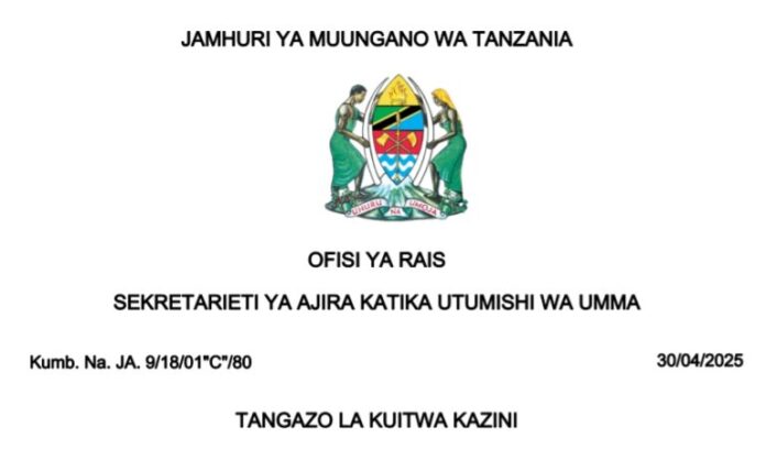 Majina ya Walioitwa Kazini TFS na TAWA Aprili 2025
