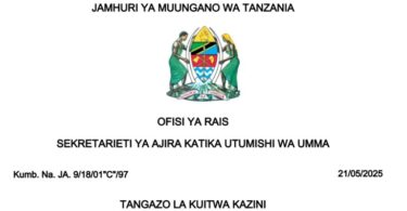 Orodha ya Majina Walioitwa Kazini na UTUMISHI Mei 21, 2025