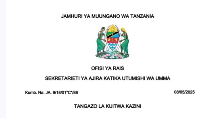 Majina ya Walioitwa Kazini - Ajira Utumishi 08/05/2025